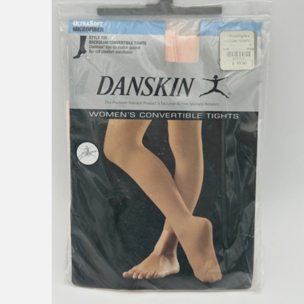 Danskin 725 Ballet Pink Adult Size B Faux Backseam Convertible Tights